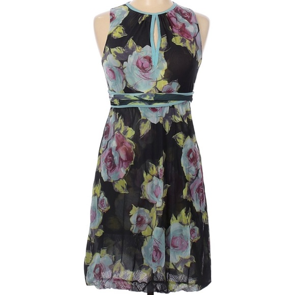 Sweet Pea Black Floral Dress Size M - Picture 1 of 12